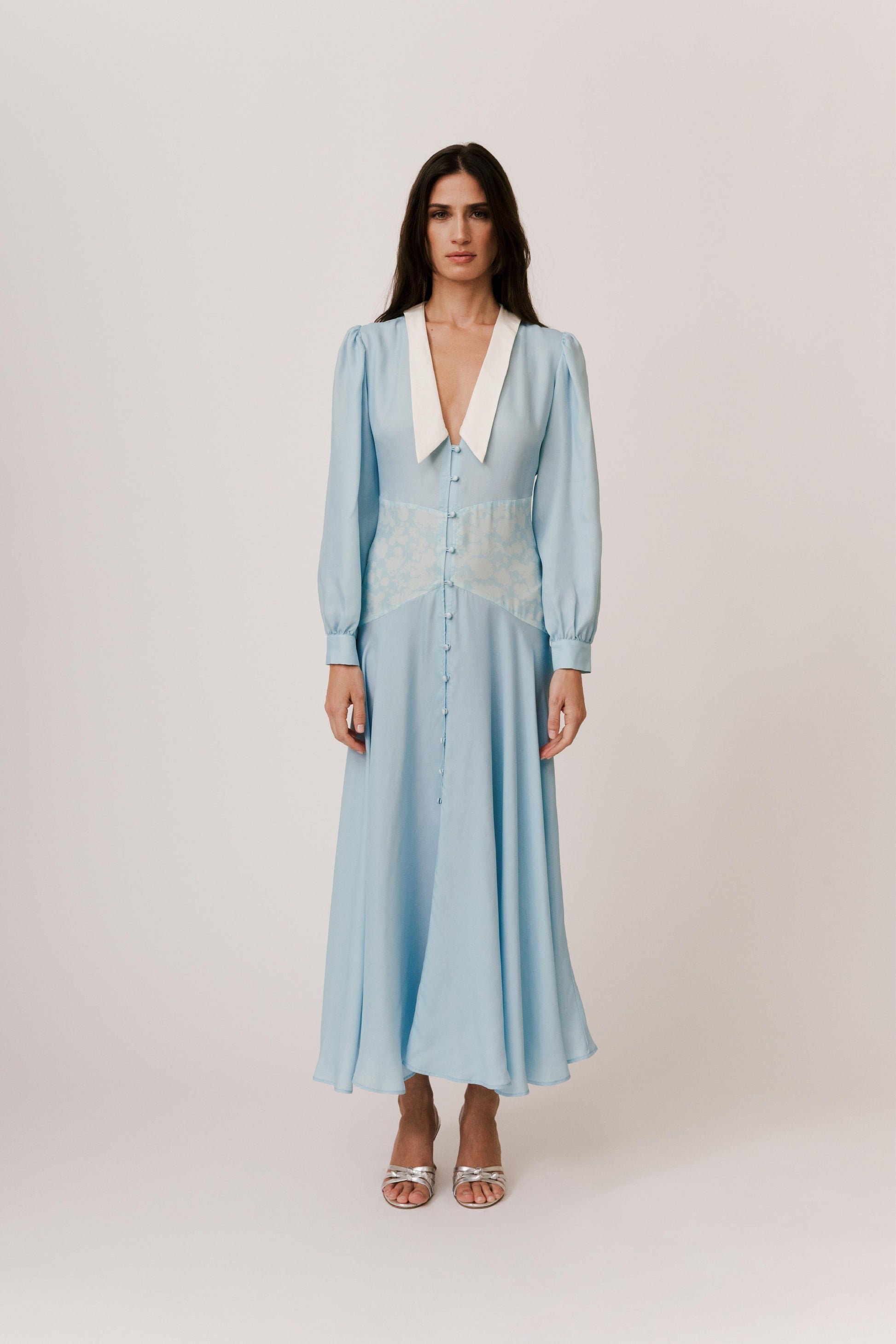 BLUE MIDI DRESS A LINE MARGARETTA IN AZULITA