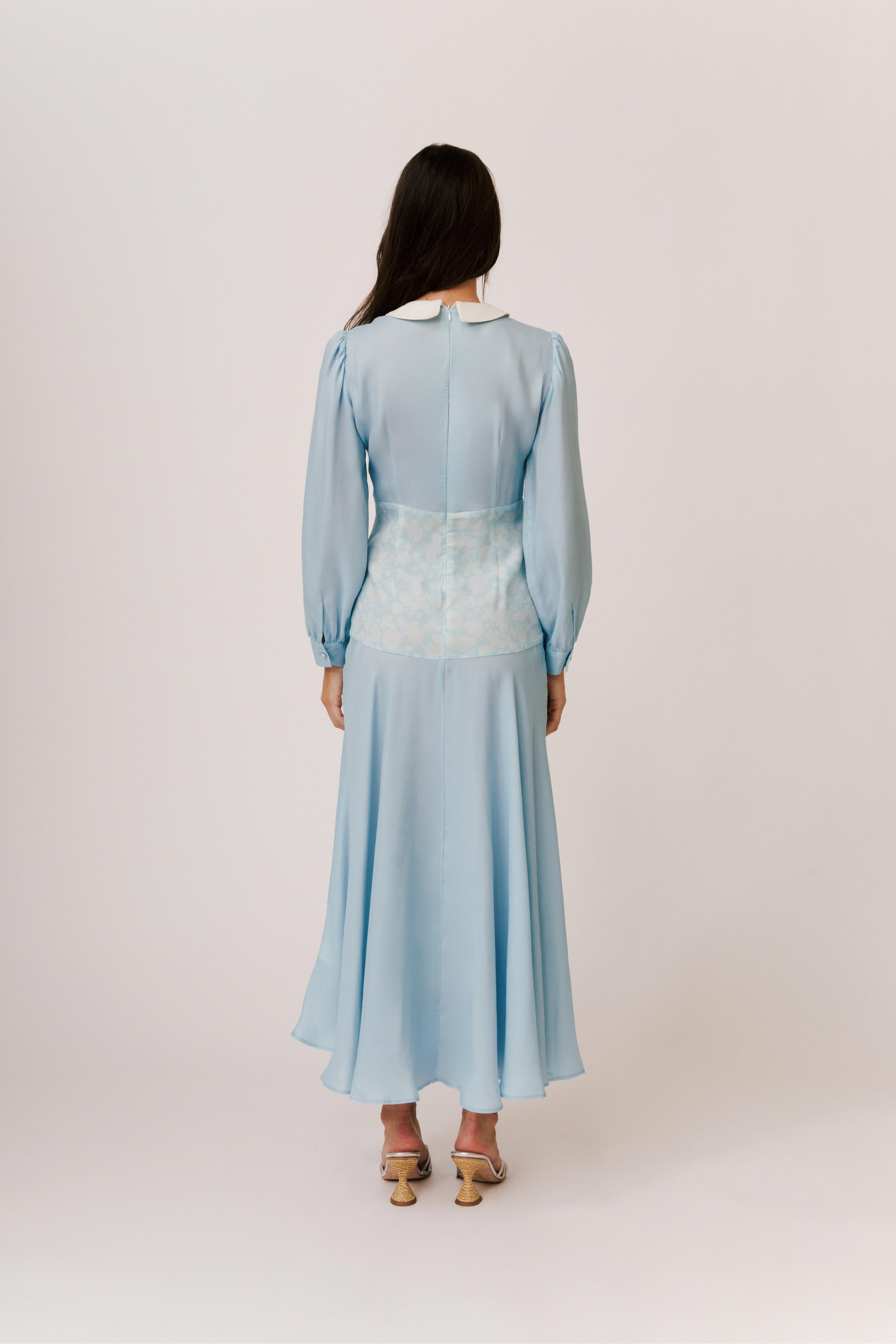 BLUE MIDI DRESS A LINE MARGARETTA IN AZULITA
