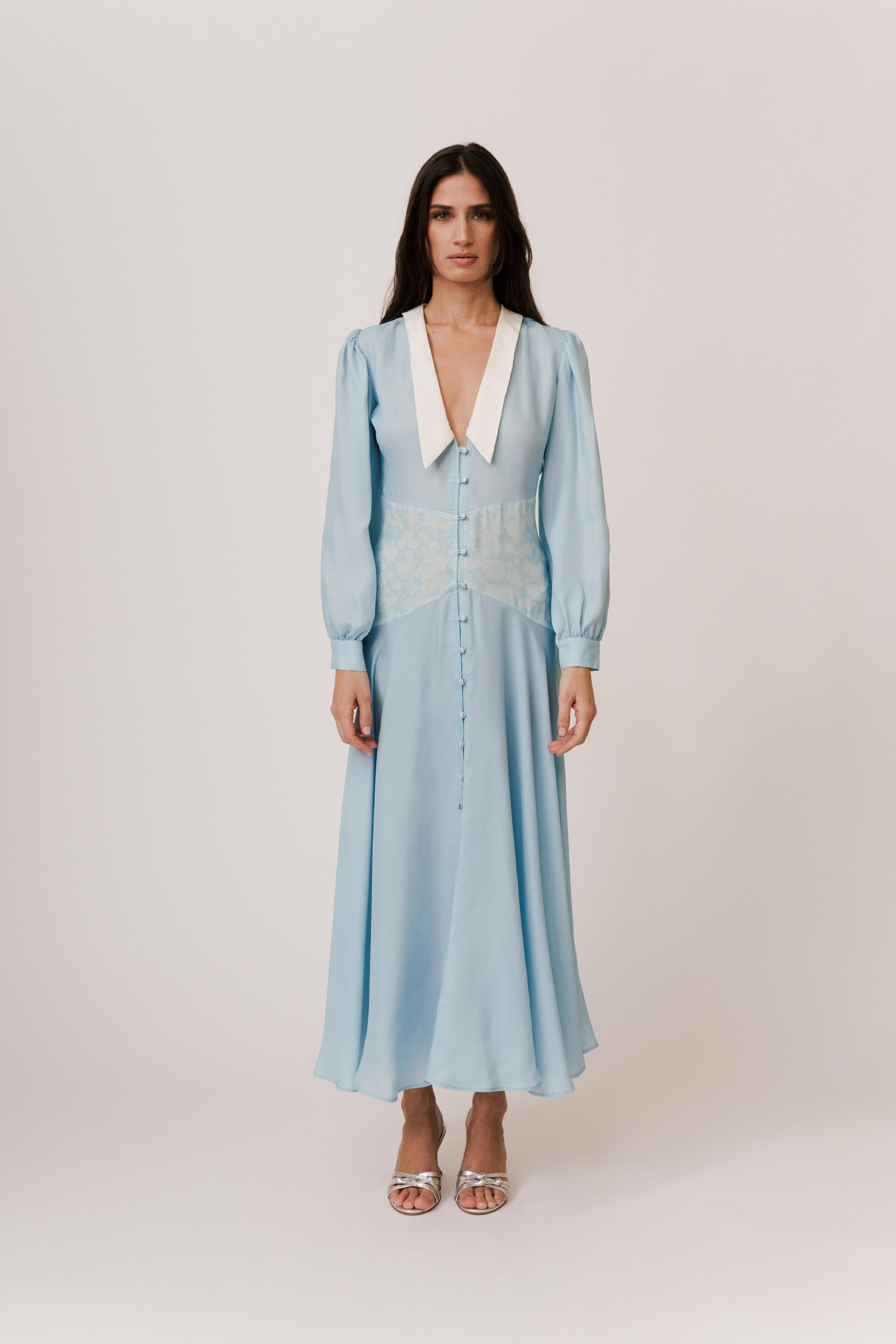 BLUE MIDI DRESS A LINE MARGARETTA IN AZULITA
