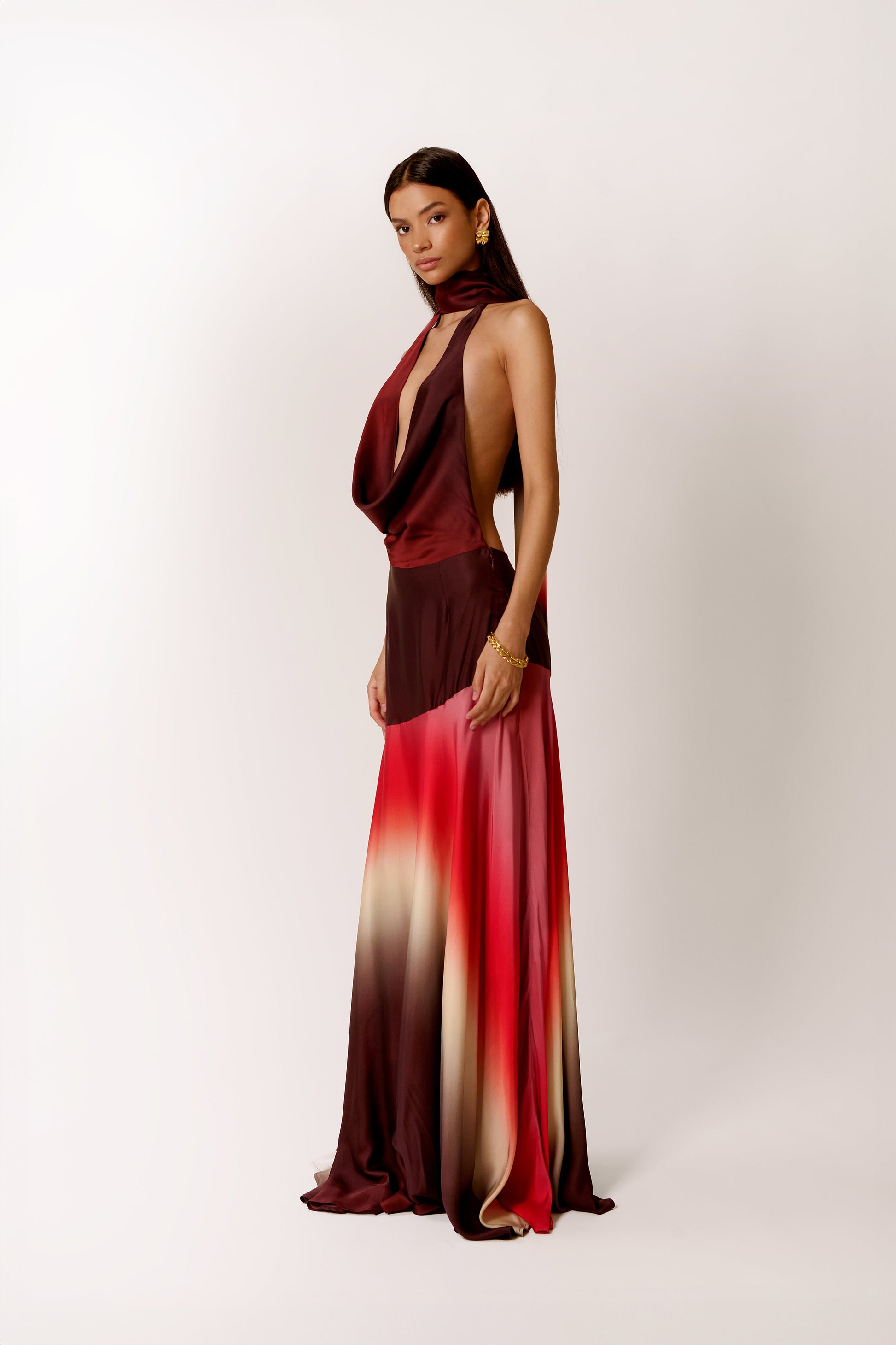 OMBRE MAXI DRESS WITH DRAPED NECKLINE
DEWI IN FARASHA