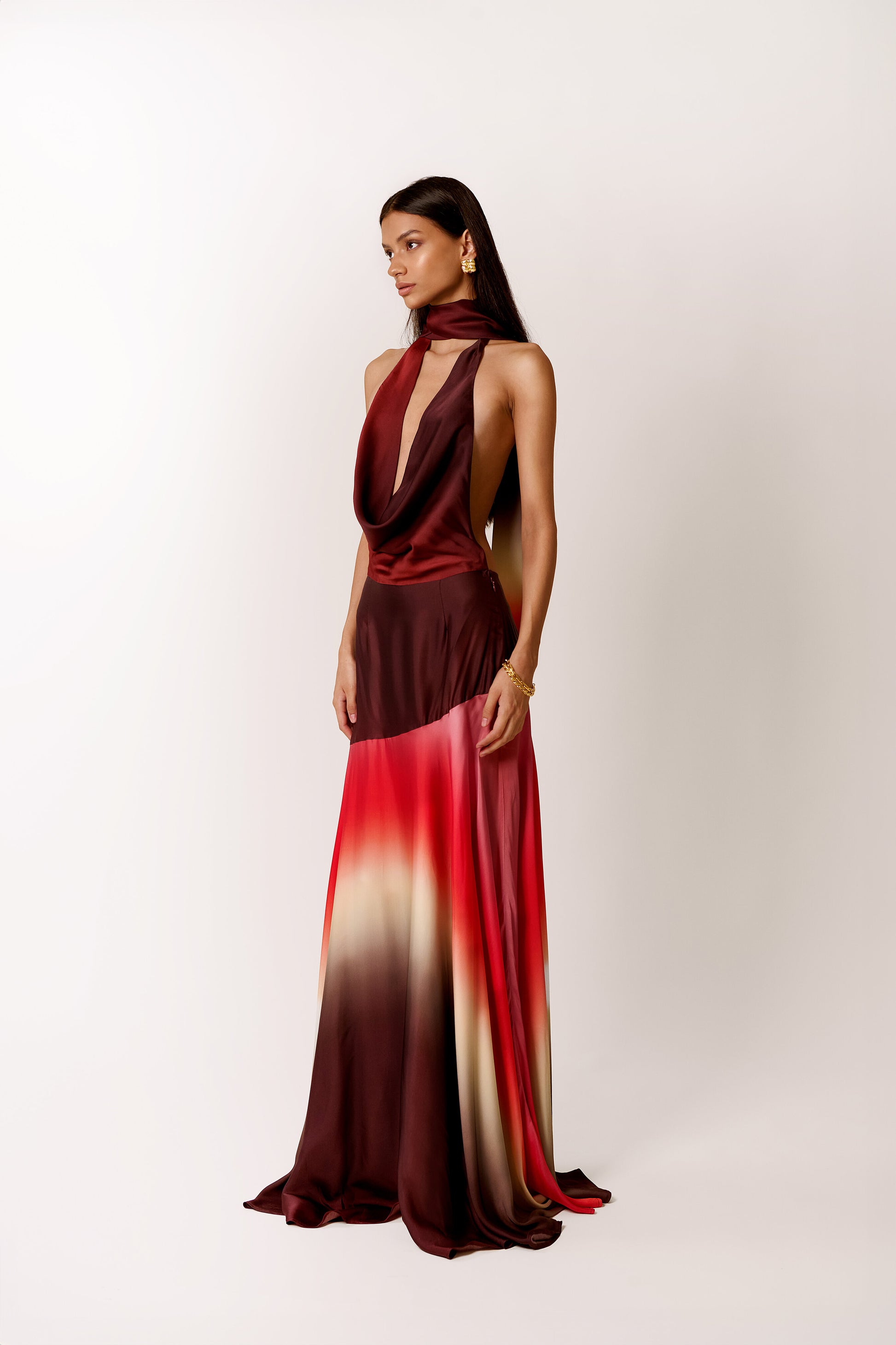 OMBRE MAXI DRESS WITH DRAPED NECKLINE
DEWI IN FARASHA