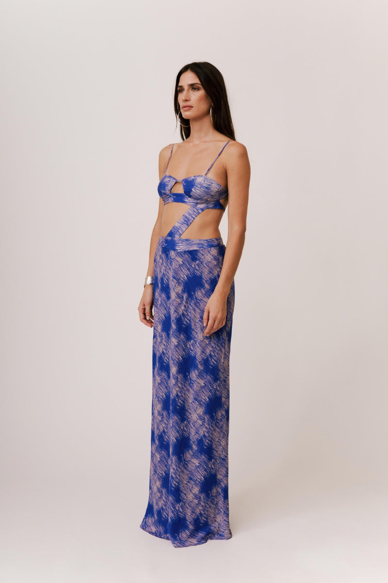 BLUE CUT OUT MAXI DRESS