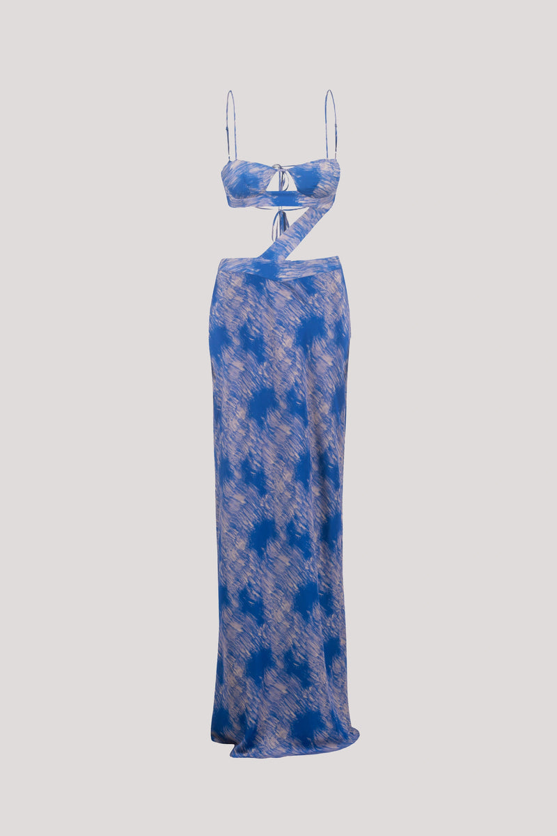 BLUE CUT OUT MAXI DRESS
SILK VISCOSE