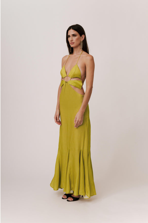GREEN CUT OUT MAXI DRESS