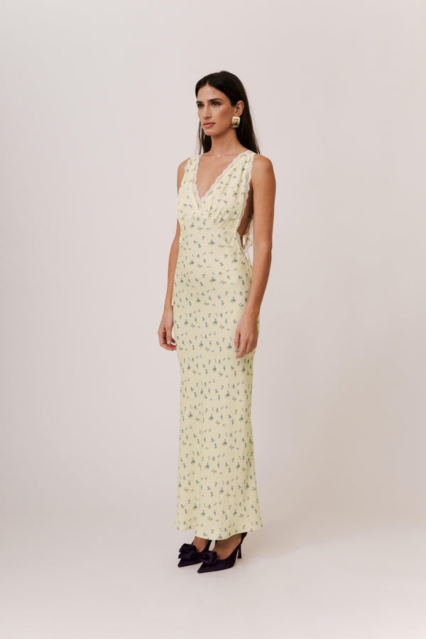 MAXI PRINT DRESS WITH LACE 