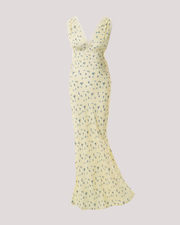 MAXI PRINT DRESS WITH LACE 