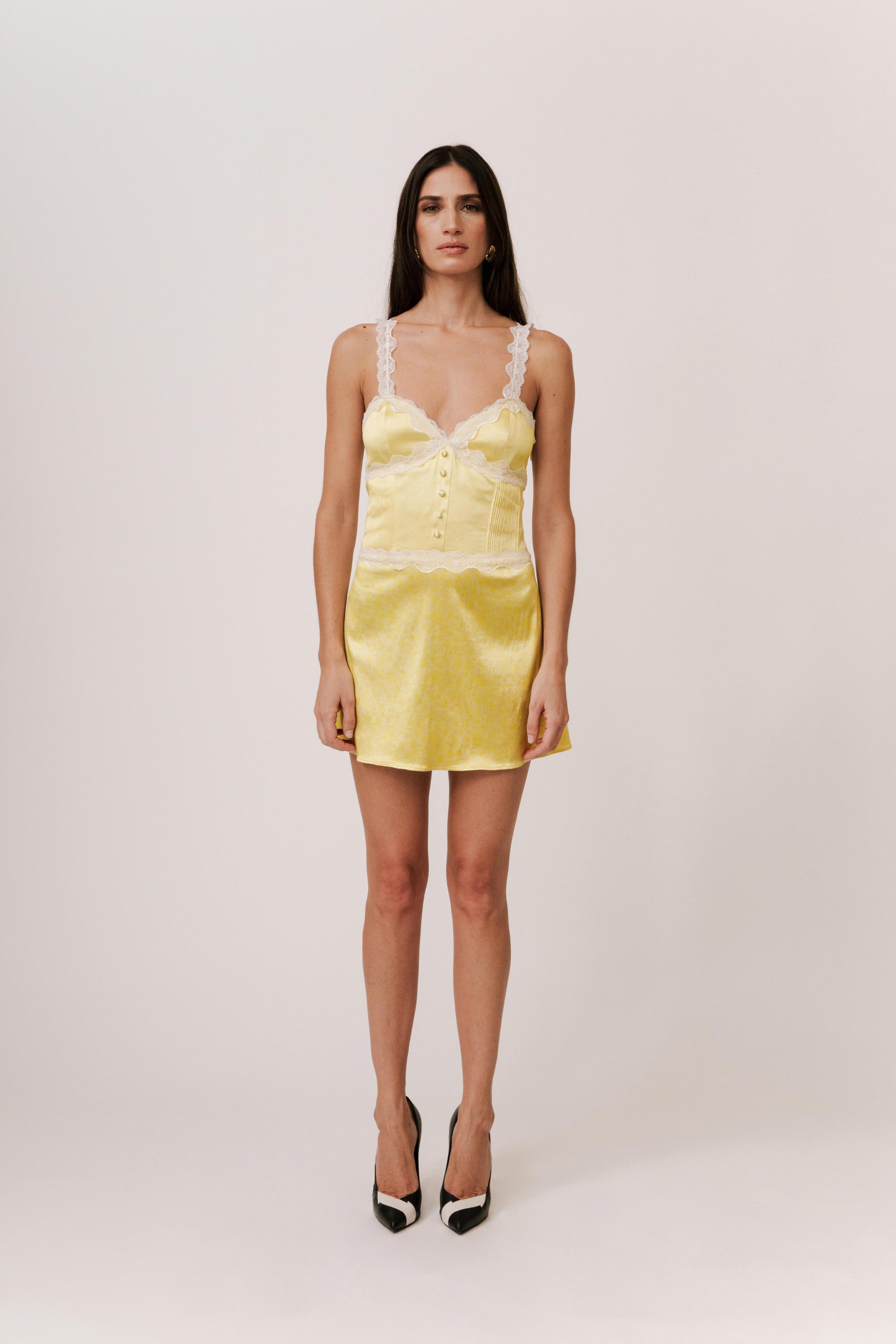 YELLOW MINI DRESS WITH LACE ARMONIA IN GLADIOLA ZHADERE