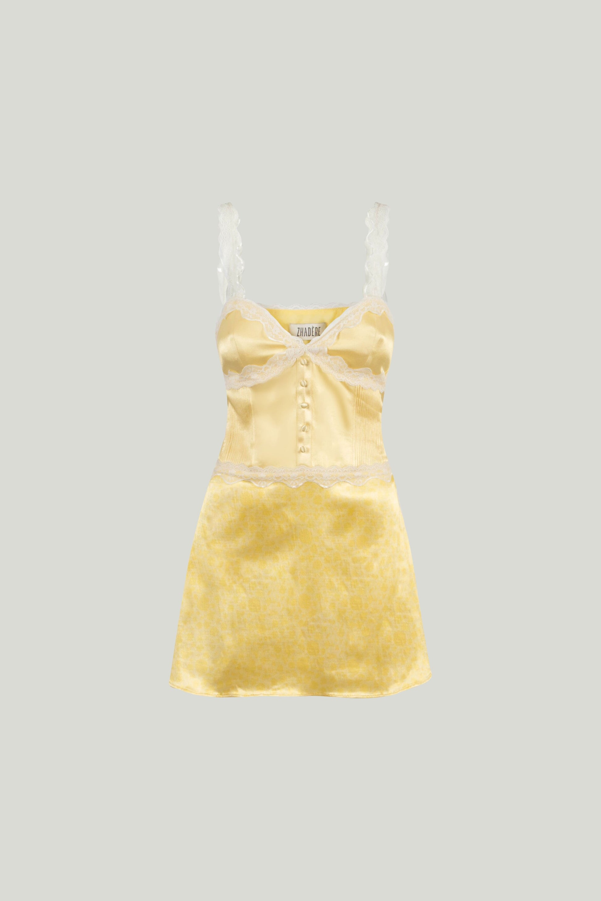 YELLOW MINI DRESS WITH LACE ARMONIA IN GLADIOLA