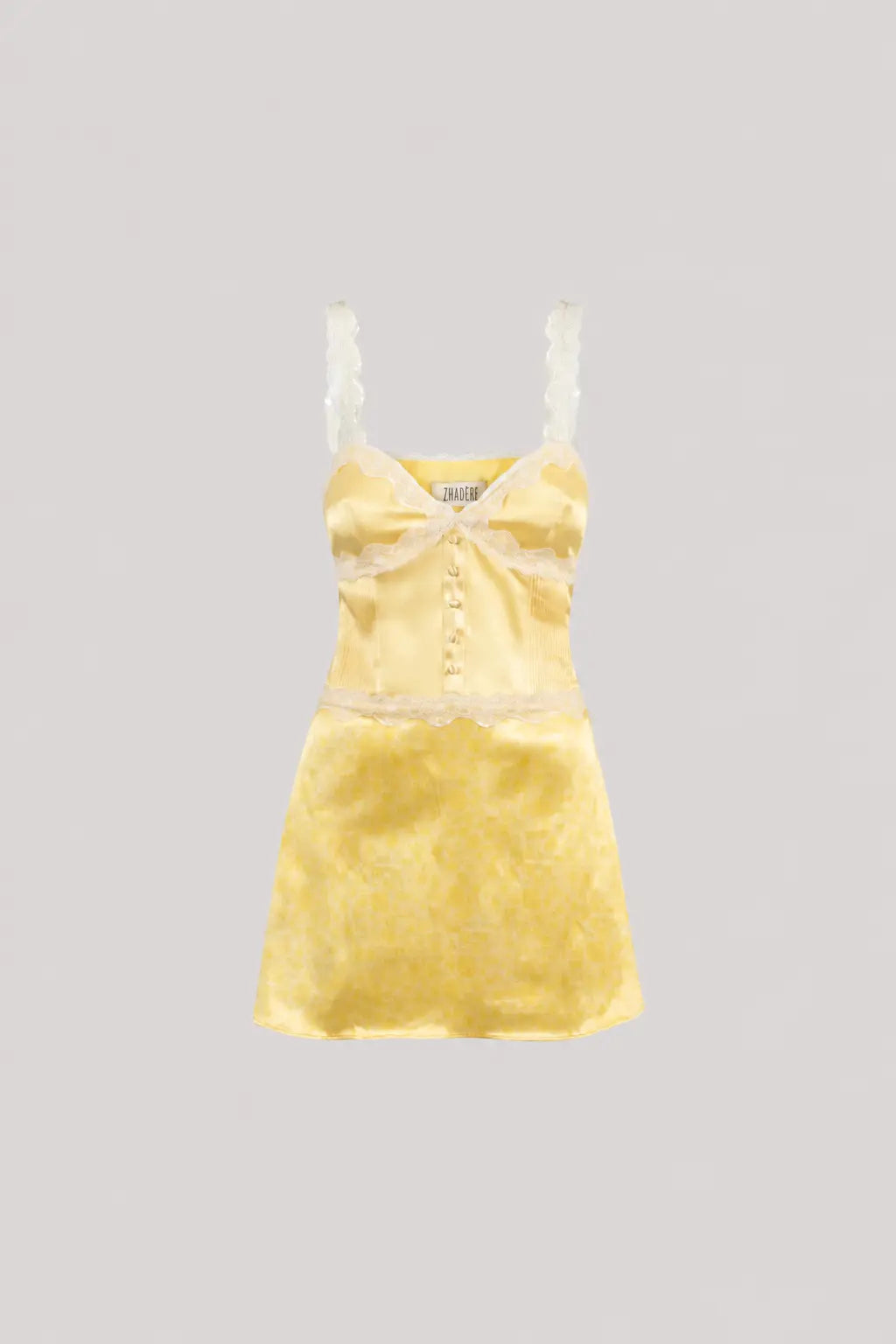 YELLOW MINI DRESS WITH LACE ARMONIA IN GLADIOLA